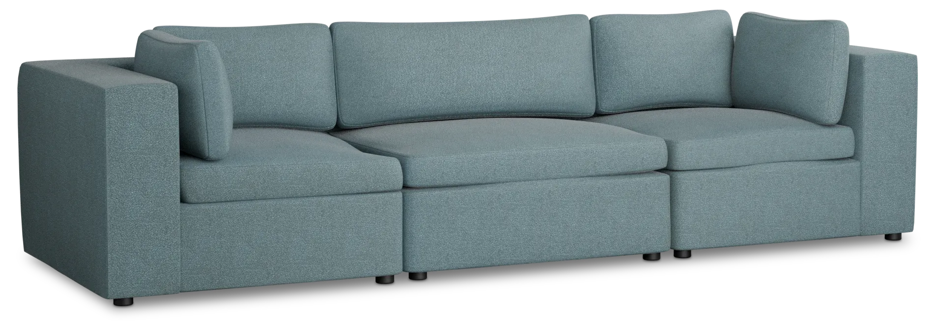 Destin Sutton Blue Fabric 3 Piece Modular Sofa