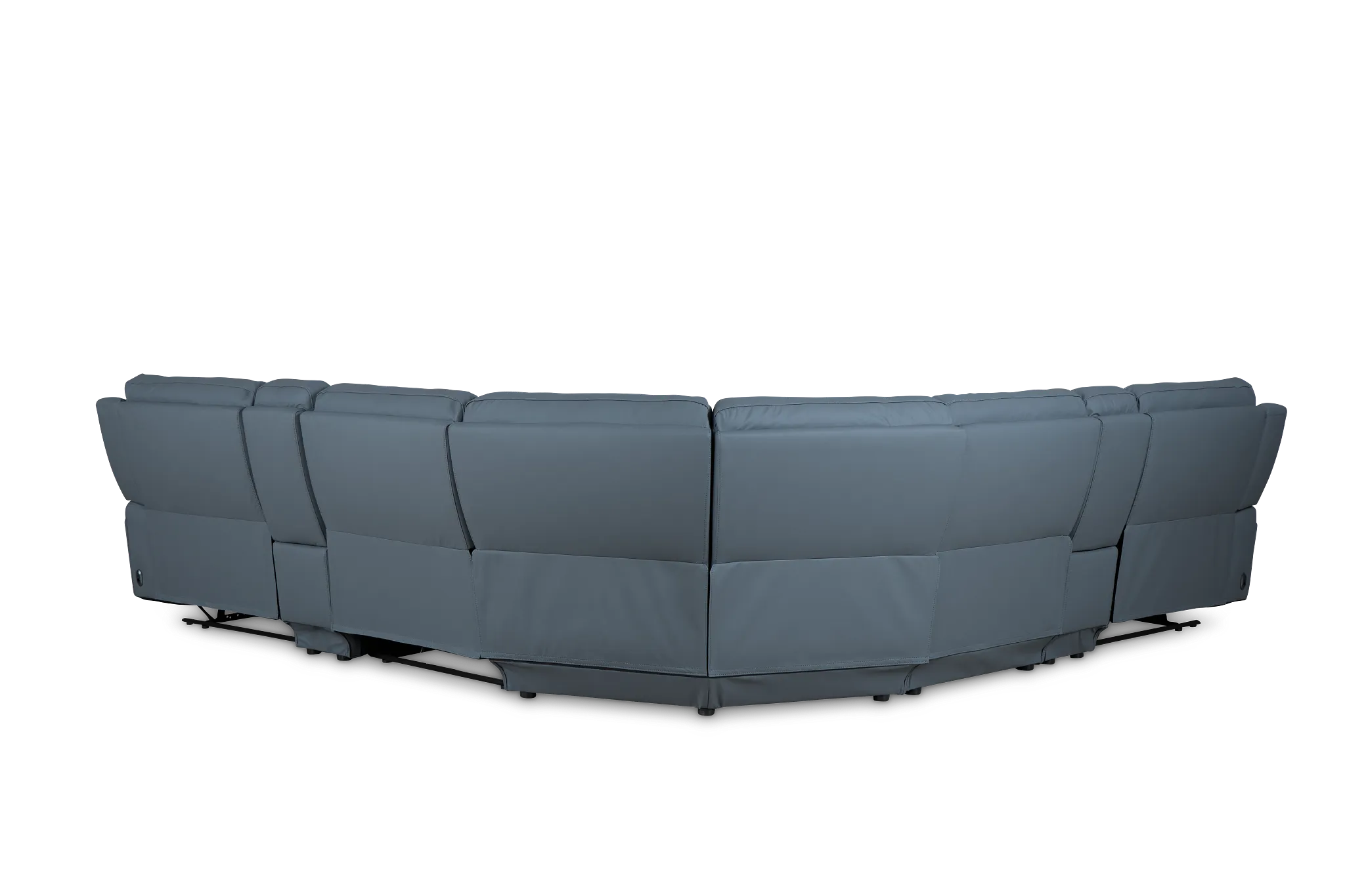 Summit Blue Lthr/vinyl Large Triple Power Reclining Two-arm Sectional