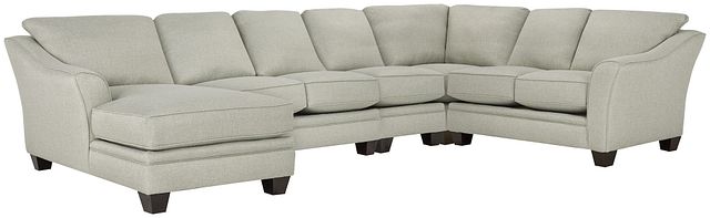 Avery Light Green Fabric Large Left Chaise Sectional
