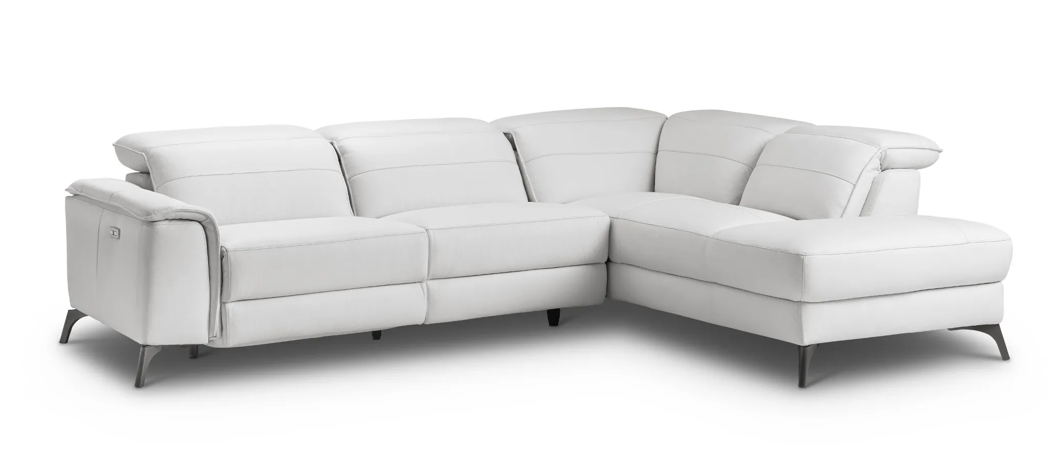 Pearson White Leather Right Bumper Power Reclining Sectional