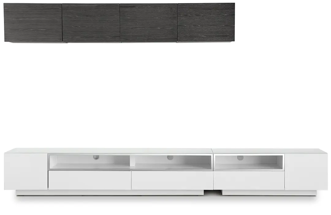 Vancouver 134" White Dk Gray 6-piece Left Modular Entertainment Wall Vancouver 134" White Dk Gray 6-piece Left Modular Entertainment Wall
