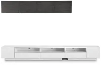 Vancouver 134" White Dk Gray 6-piece Left Modular Entertainment Wall