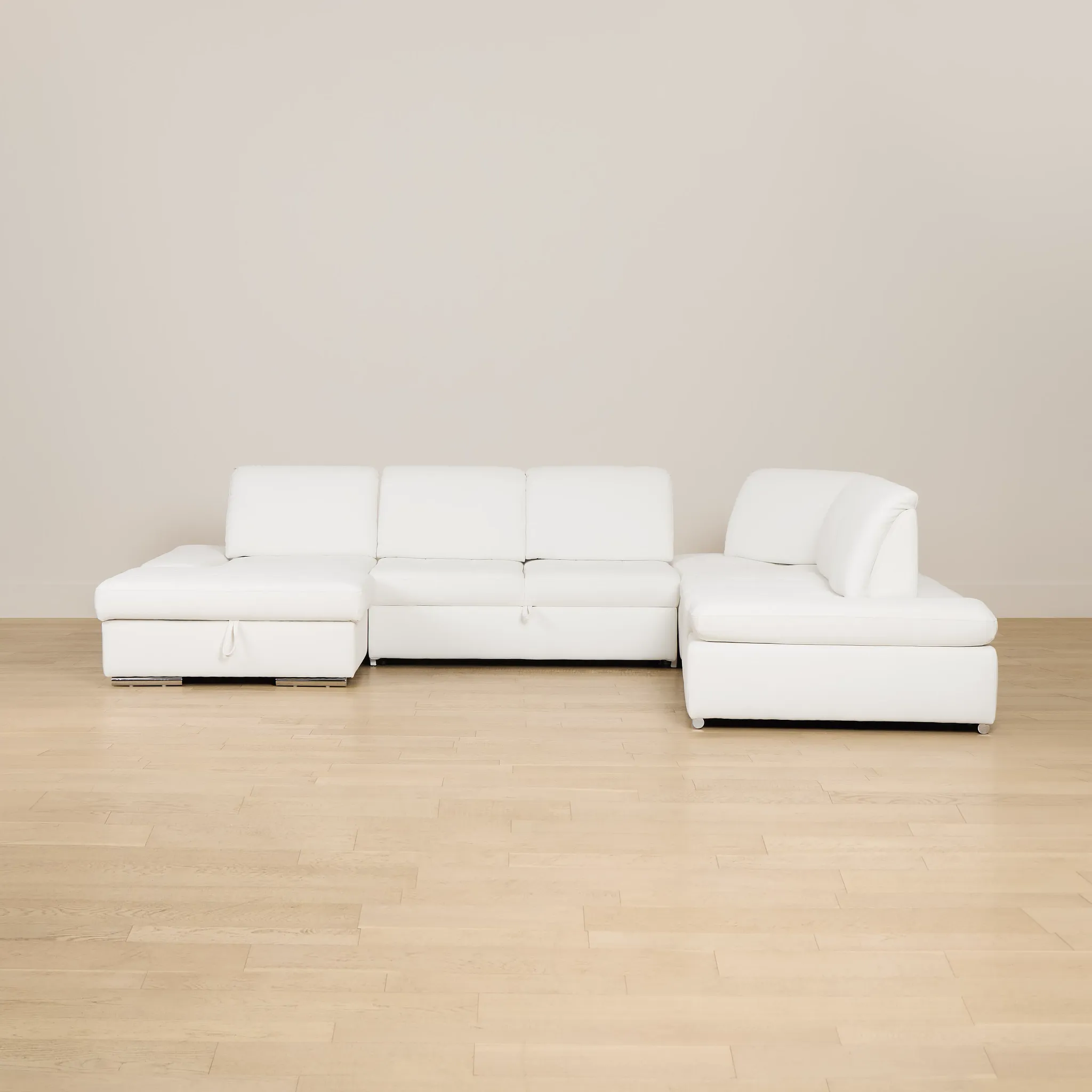 Eden White Lthr/vinyl Medium Left Chaise Sleeper Sectional