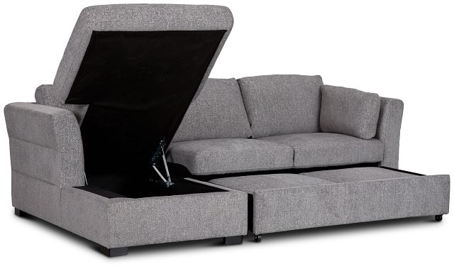 Amber Dark Gray Fabric Small Left Chaise Storage Sleeper Sectional