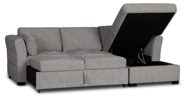 Amber Dark Gray Fabric Small Left Chaise Storage Sleeper Sectional