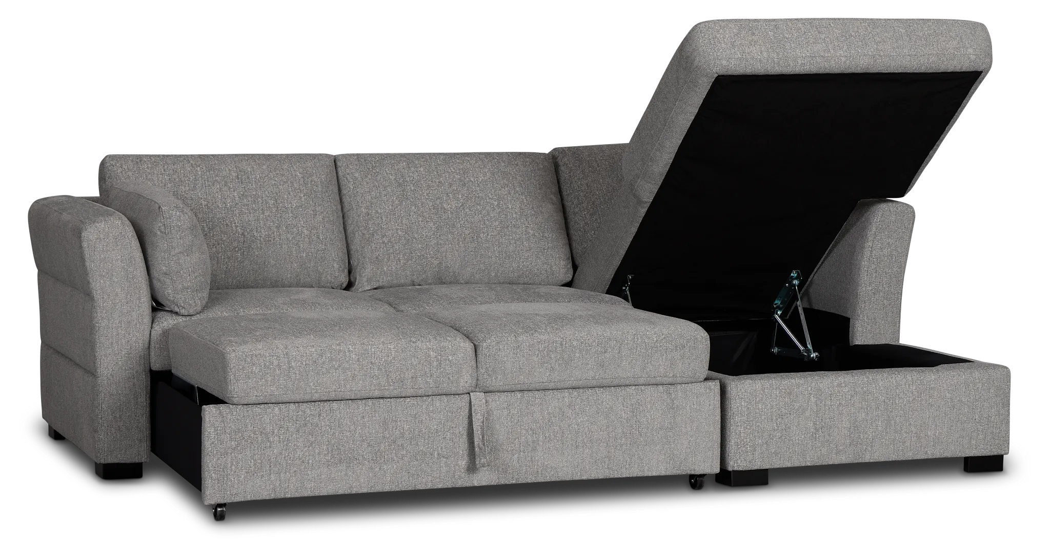 Amber Dark Gray Fabric Small Left Chaise Storage Sleeper Sectional