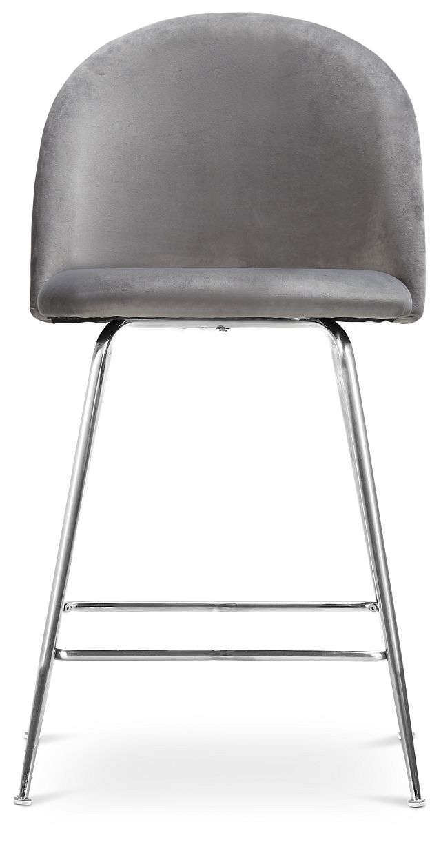 Capri Grayvelvet Upholstered 24" Barstool W/chrome Legs