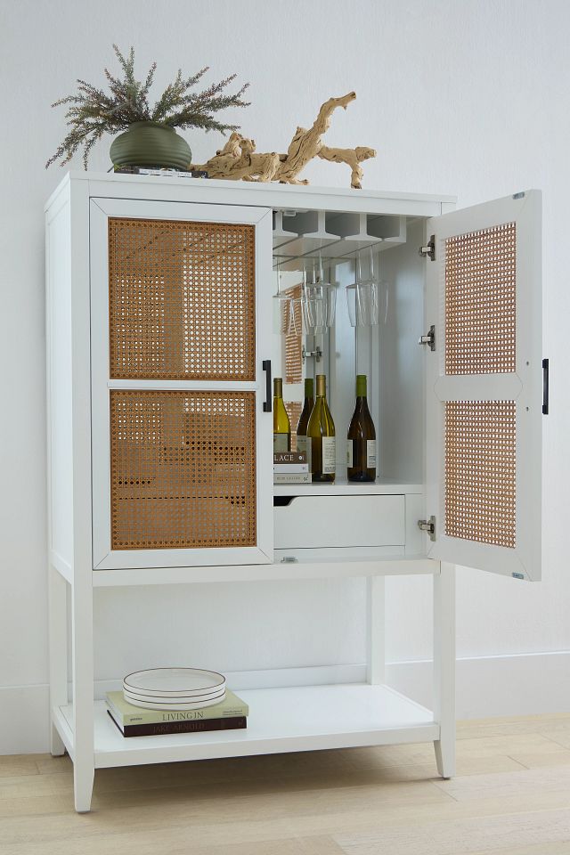 Nantucket Two-tone Woven Bar Cabinet