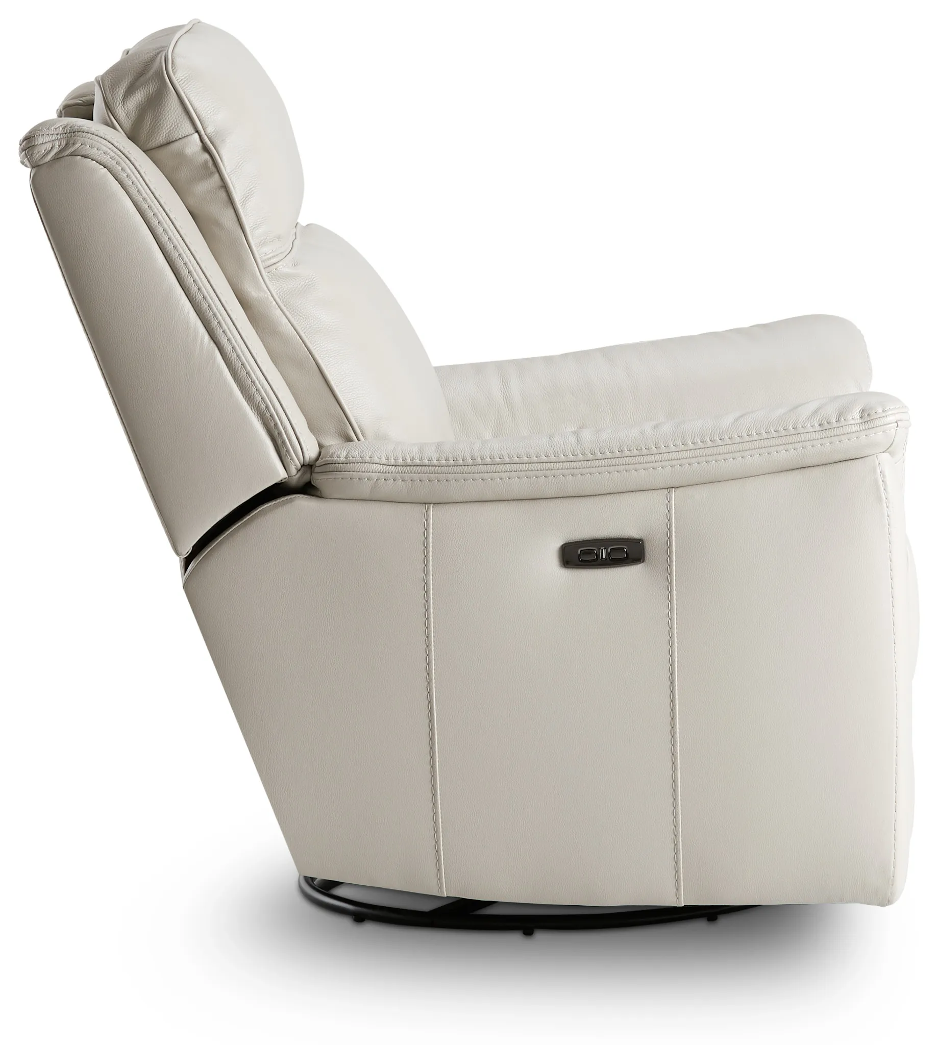 Aiden Light Gray Leather Power Glider Recliner With Power Headrest