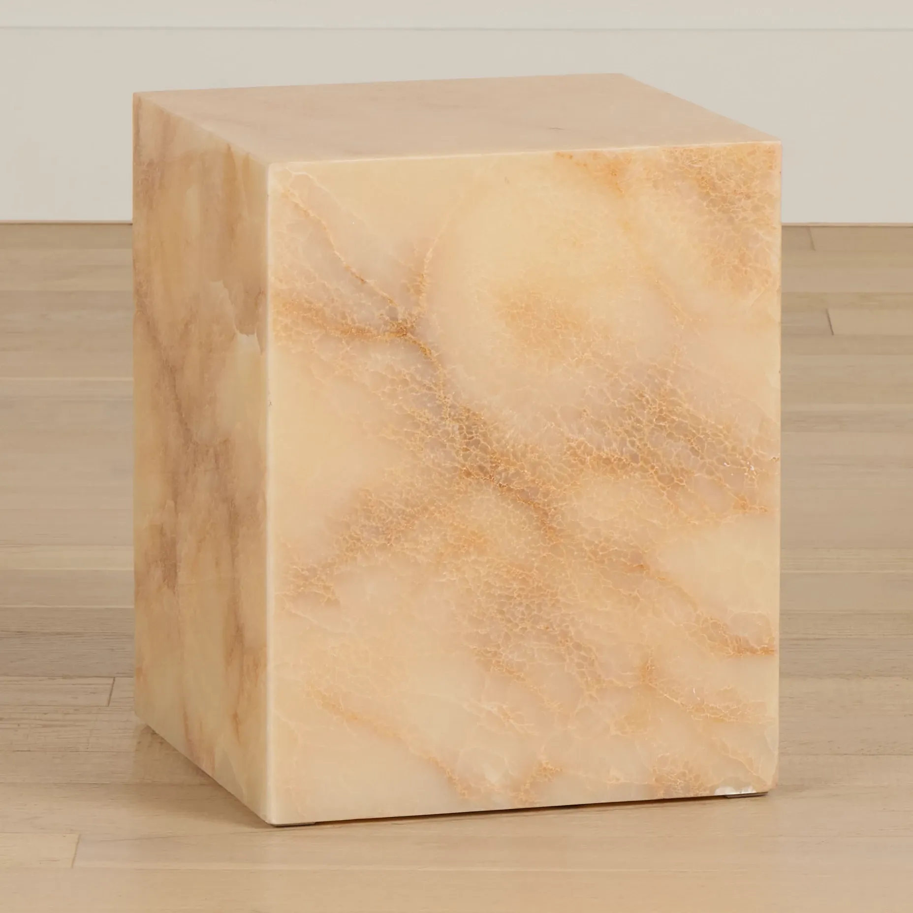 Haven White Stone Square End Table