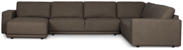 Kellan Dark Gray Leather Medium Left Chaise Sectional