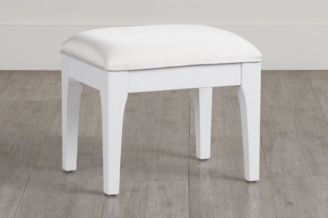 Milan White Vanity Stool