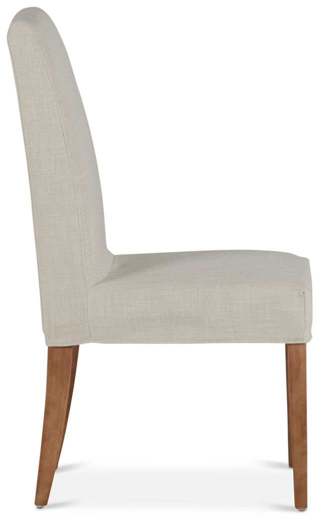 Harbor Light Beige Short Slipcover Chair With Light Tone Leg (3)