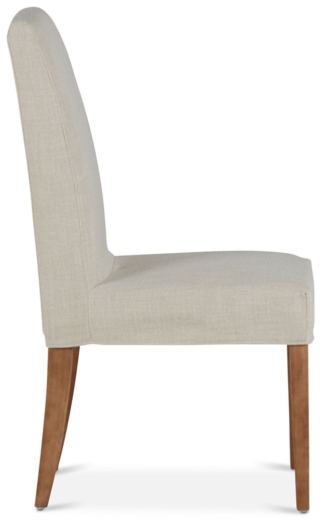 Harbor Light Beige Short Slipcover Chair With Light Tone Leg