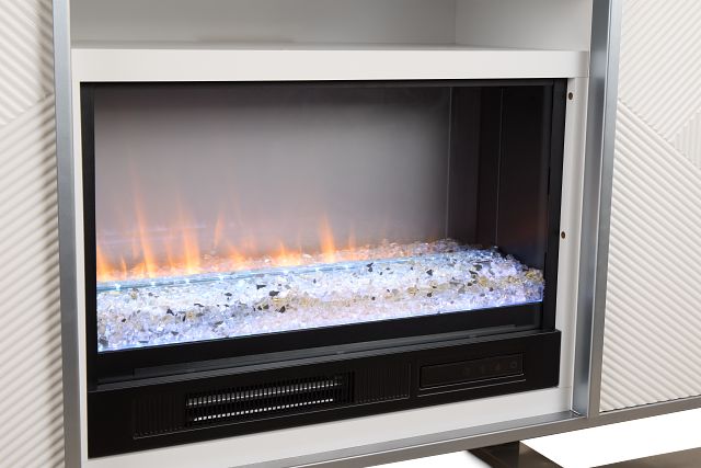 Stanley White 65" Tv Stand With Fireplace Insert