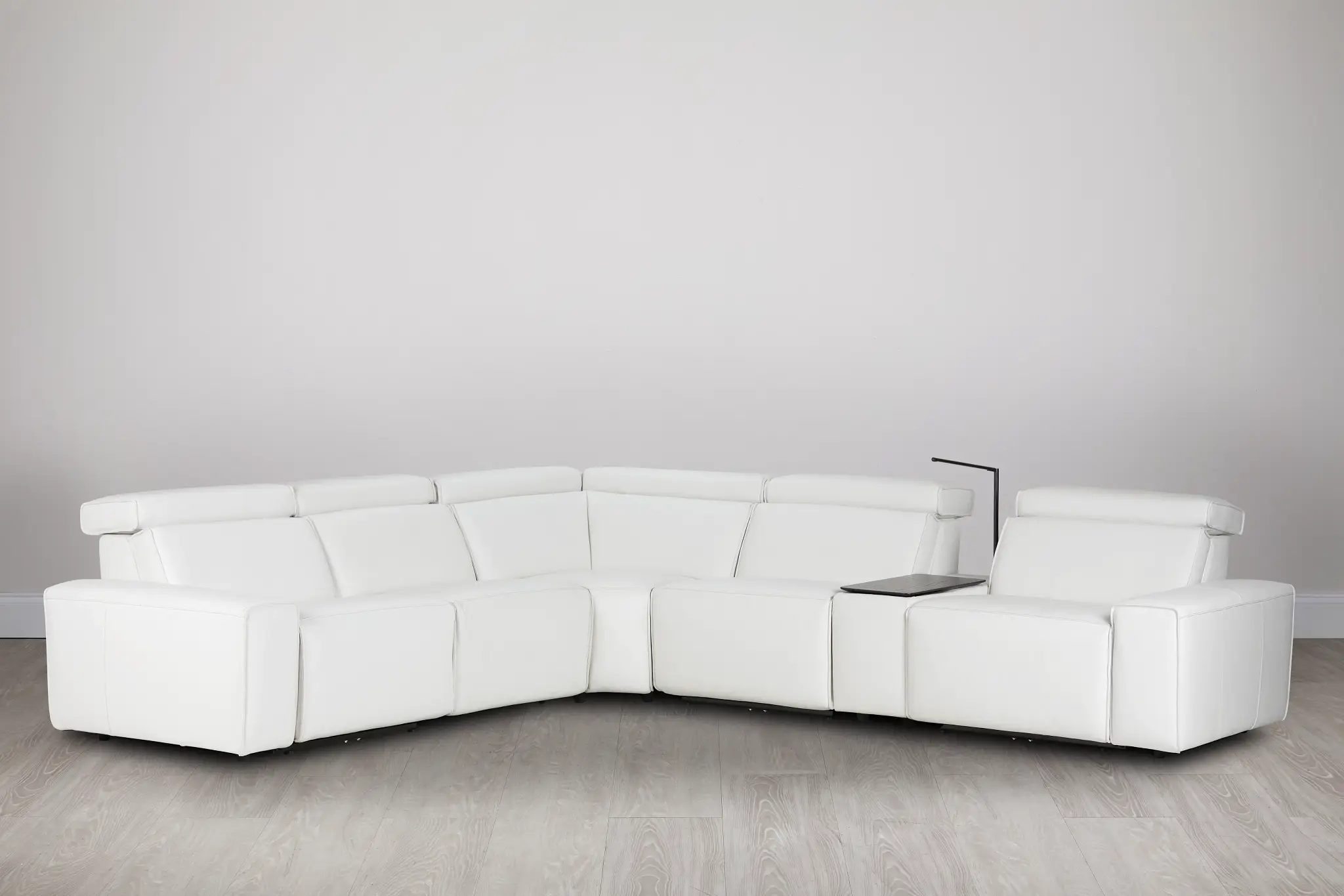 Carmelo White Leather Medium Triple Power 2-arm Sectional Carmelo White Leather Medium Triple Power 2-arm Sectional