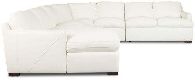 Amari White Leather Large Left Chaise Sectional