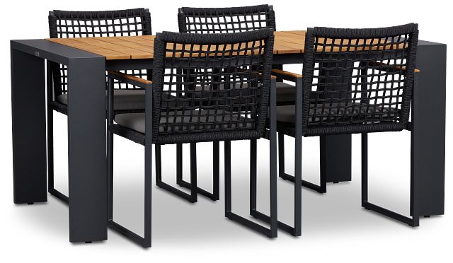Sunrise Teak 65" Rectangular Table & 4 Teak Arm Chairs