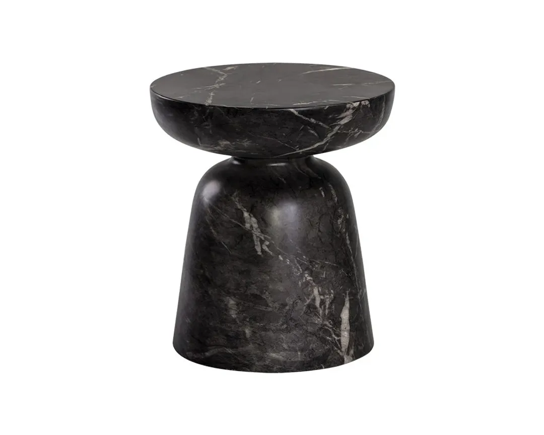 Briar Black Marble Round End Table