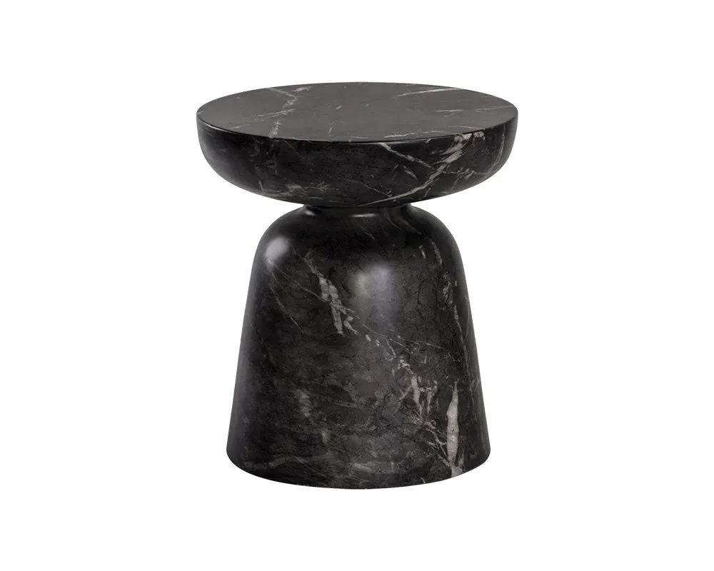 Briar Black Marble Round End Table