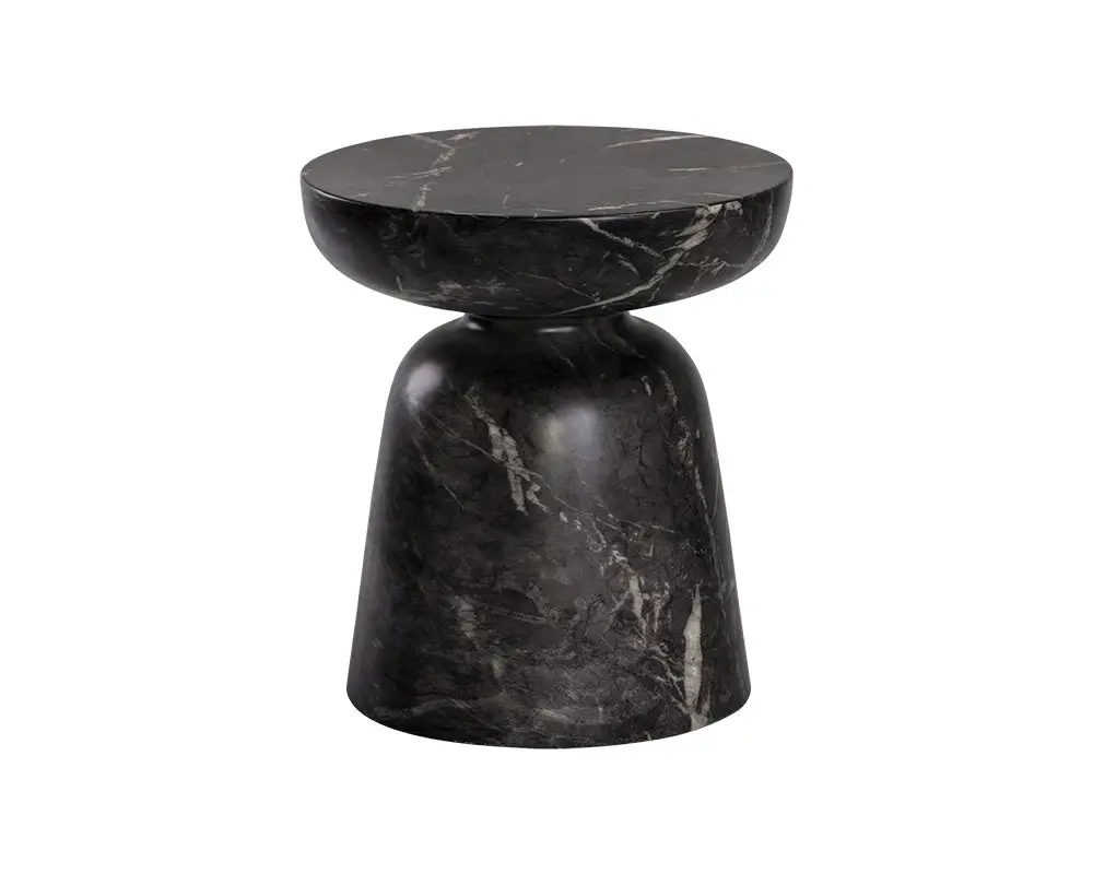 Briar Black Marble Round End Table Briar Black Marble Round End Table