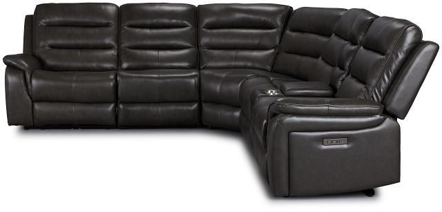 Maverick Dark Gray Lthr/vinyl Medium Dual Power 2-arm Reclining Sectional