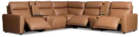Edison Medium Brown Leather/vinyl Large Triple Power Reclining 2-arm Sectional