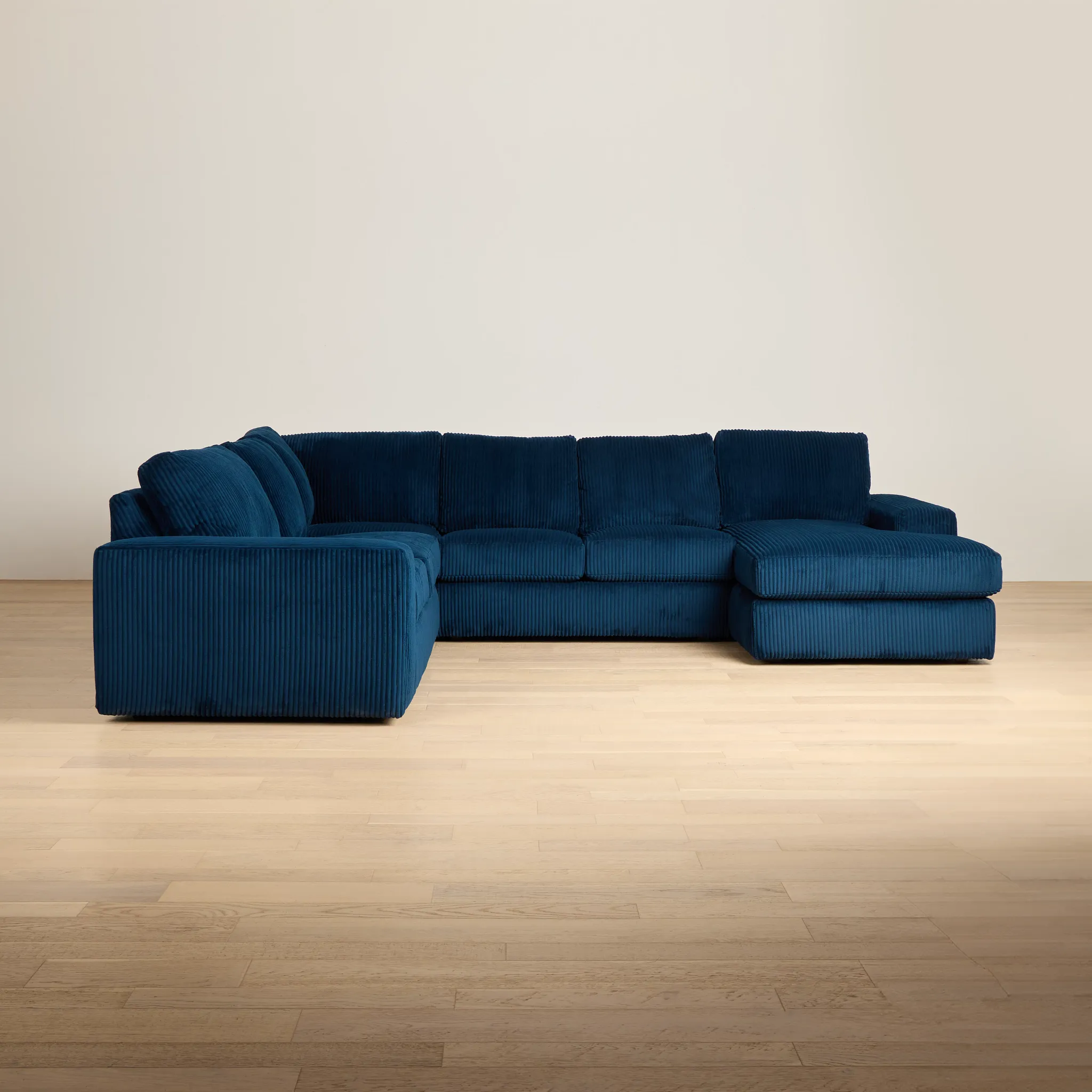 Charlie Dark Blue Fabric Medium Right Chaise Sectional
