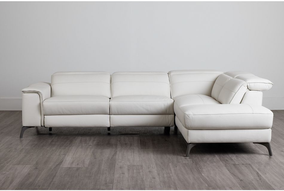 Pearson White Leather Right Bumper Sectional, (0)