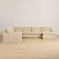 Hudson Beige Fabric Large Right Chaise Sectional