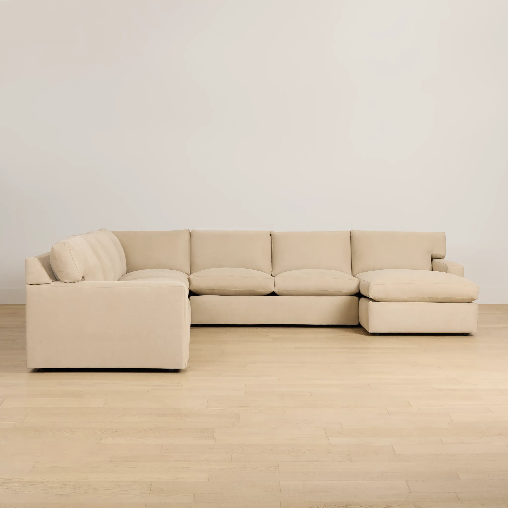 Hudson Beige Fabric Large Right Chaise Sectional