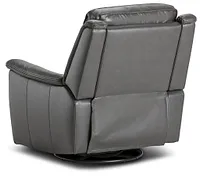 Aiden Dark Gray Leather Power Glider Recliner With Power Headrest