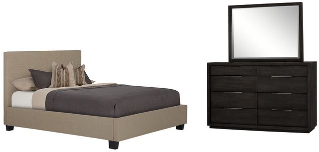 Madden Taupe Uph Platform Bedroom