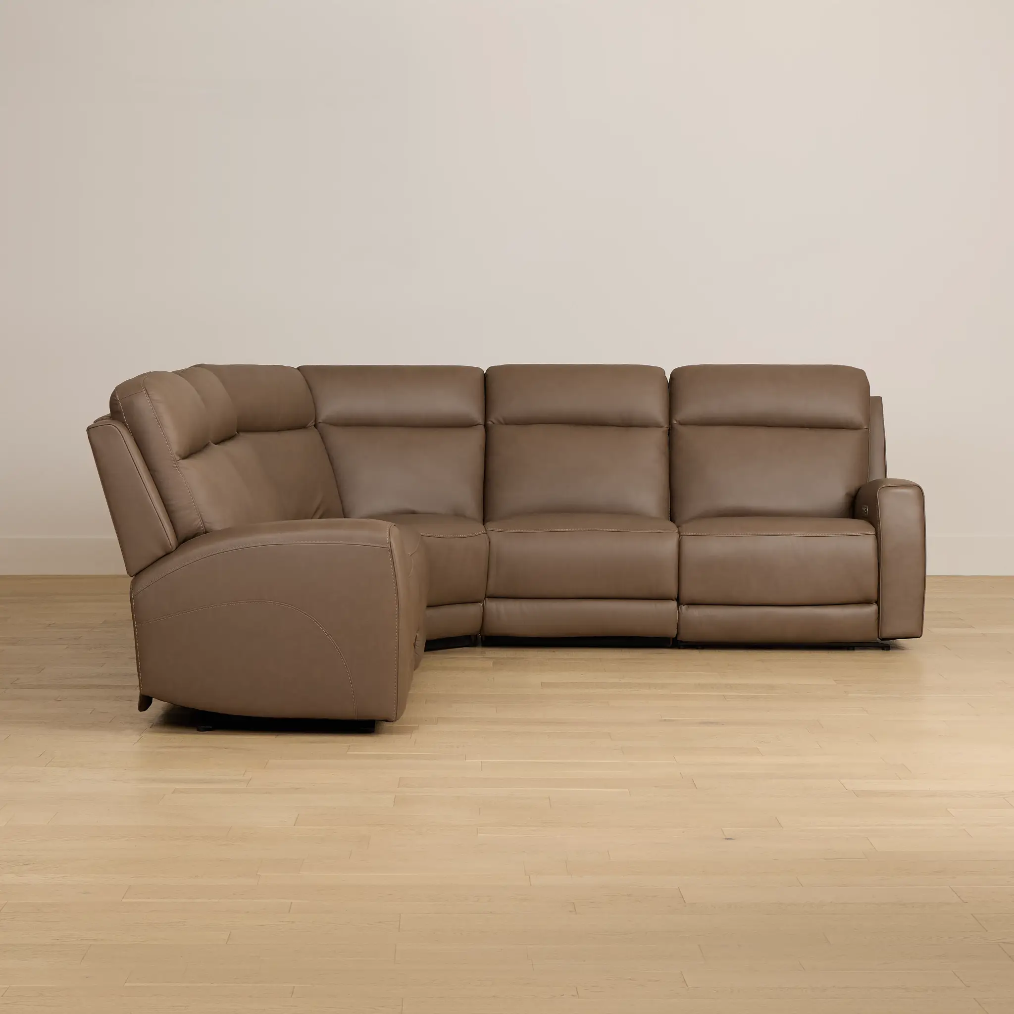 Flexsteel Belmont Dark Brown Lthr/vinyl Small Dual Power Reclining Two-arm Sectional Flexsteel Belmont Dark Brown Lthr/vinyl Small Dual Power Reclining Two-arm Sectional