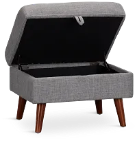 Raya Light Gray Fabric Storage Ottoman