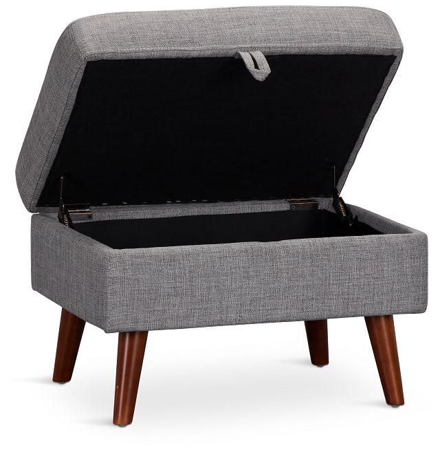 Raya Light Gray Fabric Storage Ottoman