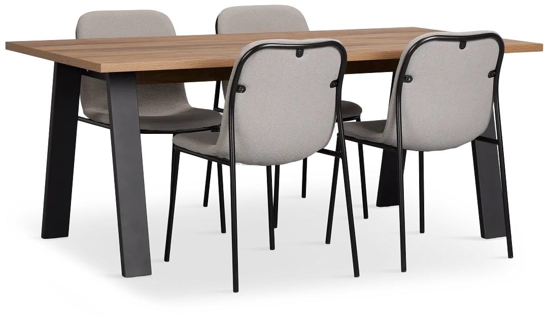 Trento Mid Tone 71" Rectangular Table & 4 Upholstered Chairs