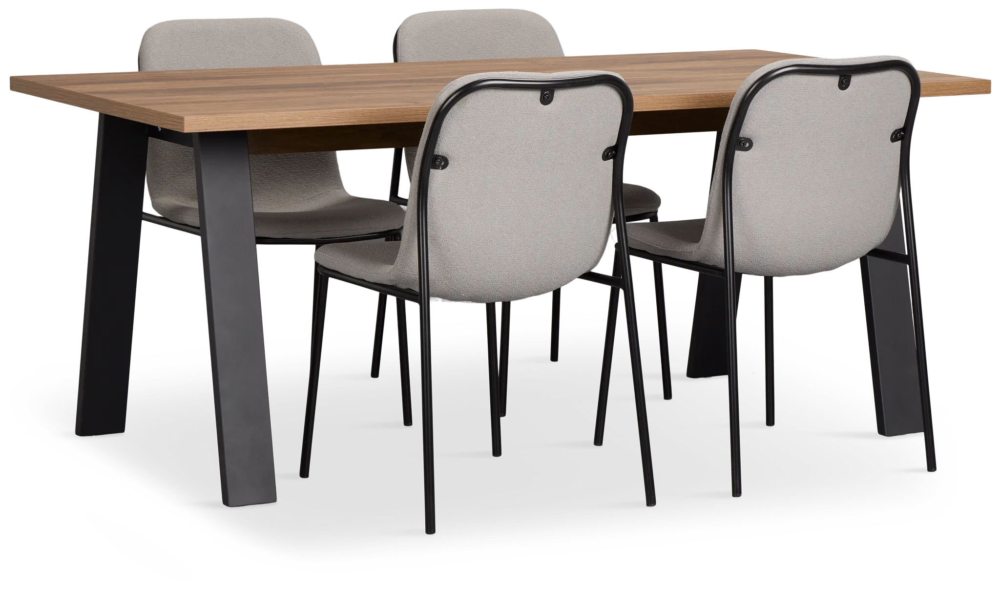 Trento Mid Tone 71" Rectangular Table & 4 Upholstered Chairs