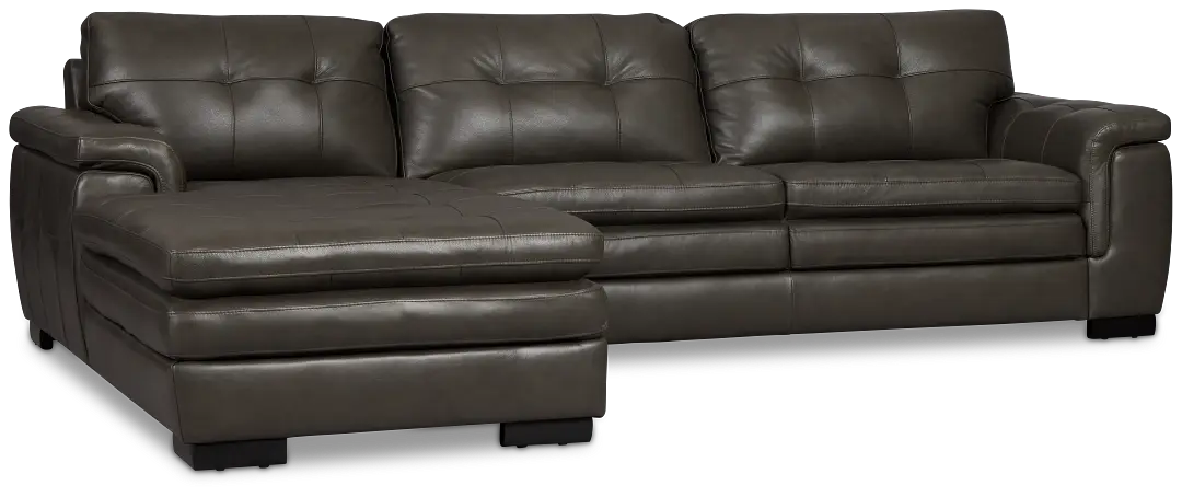 Braden Dark Gray Leather Right Chaise Sectional Braden Dark Gray Leather Right Chaise Sectional