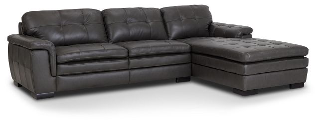 Braden Dark Gray Leather Right Chaise Sectional