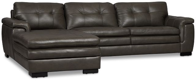 Braden Dark Gray Leather Right Chaise Sectional