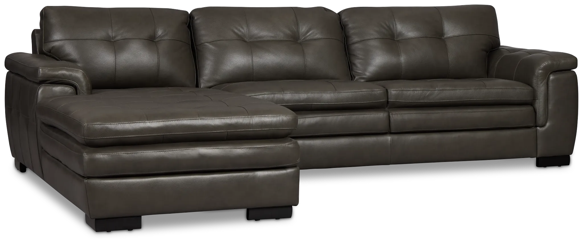 Braden Dark Gray Leather Right Chaise Sectional