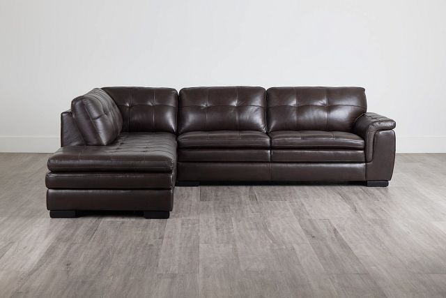 Braden Dark Brown Leather Small Left Bumper Sectional (0)