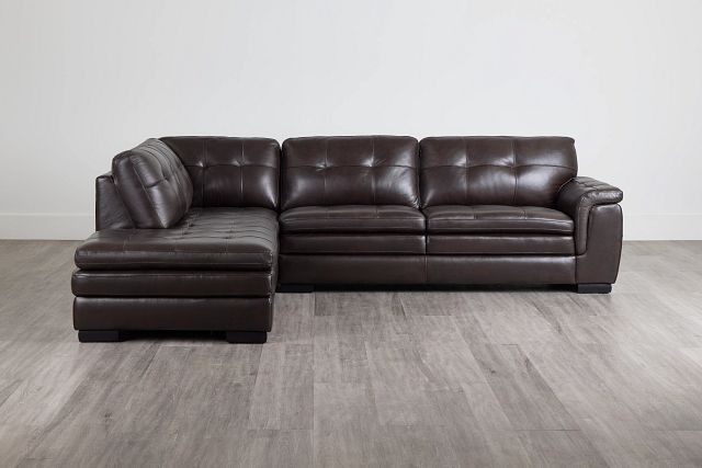 Braden Dark Brown Leather Small Left Bumper Sectional