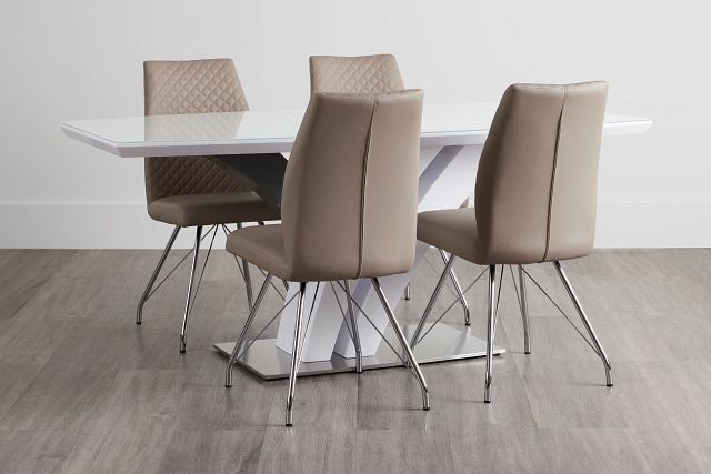 Lima Taupe Table & 4 Upholstered Chairs