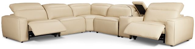 Tidal Beige Lthr/vinyl Medium Dual Power 2-arm Reclining Sectional