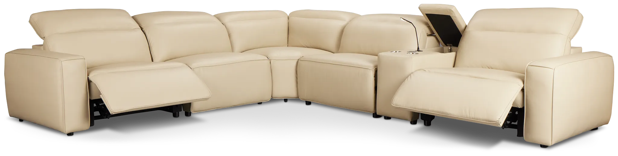 Tidal Beige Lthr/vinyl Medium Dual Power 2-arm Reclining Sectional