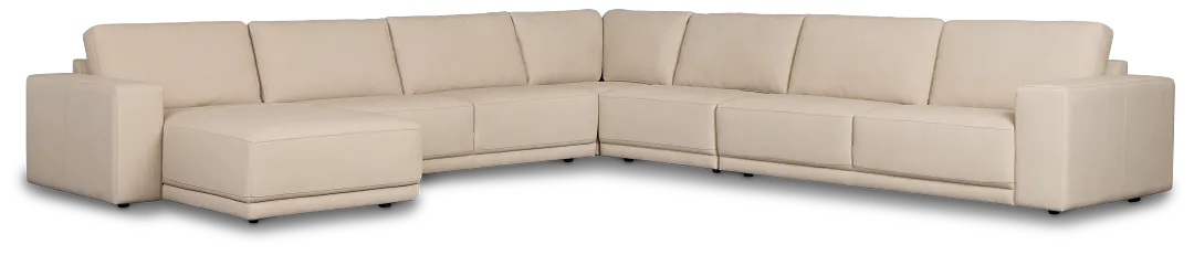 Kellan Ivory Leather Large Left Chaise Sectional