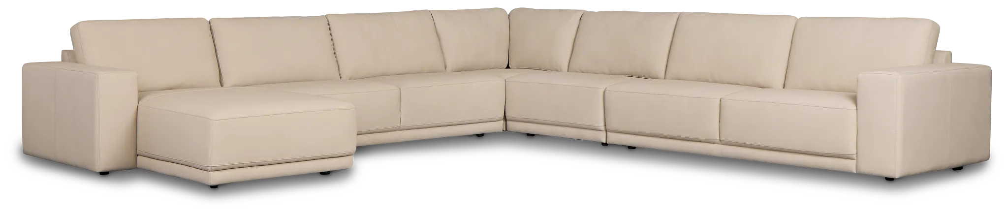 Kellan Ivory Leather Large Left Chaise Sectional