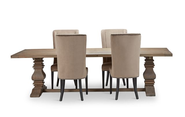 Hadlow Gray 110" Table & 4 Velvet Chairs